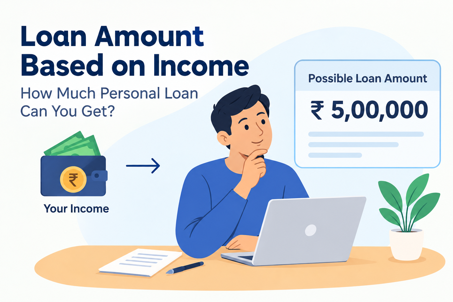 Loan amount based on income showing how monthly salary, repayment capacity, and financial eligibility influence personal loan amounts in India.